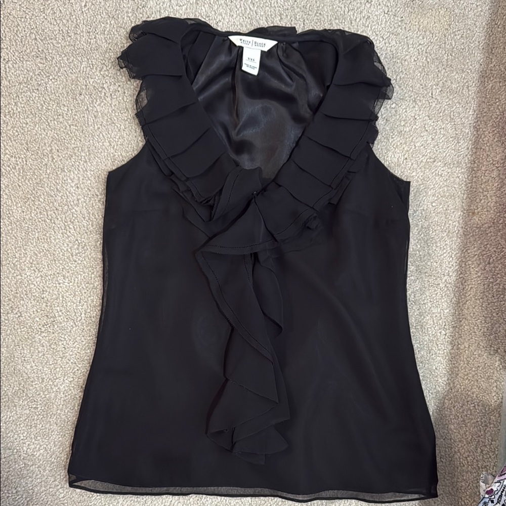 Black Ruffled Sleeveless Top